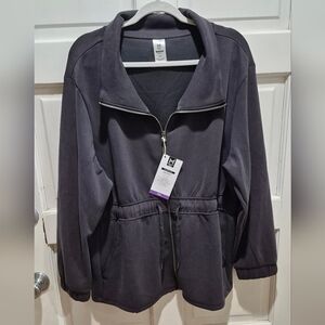 Member’s Mark Sandwash Jacket XXL Black Drawstring Waist Soft Zip Front NWT